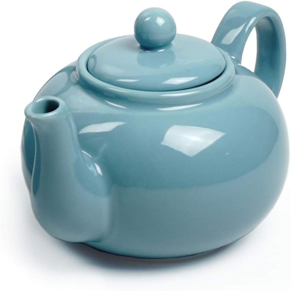 RSVP International Stoneware Teapot, 16 oz, Turquoise